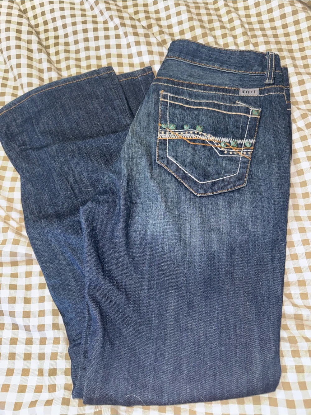 Cruel Girl Women's Dark Blue Bootcut Jeans with Embroidered Pocket